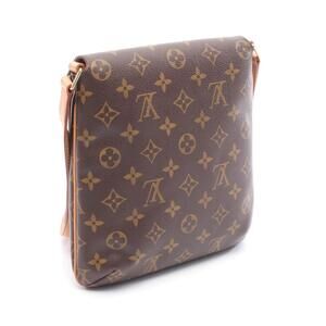 Louis Vuitton Shoulder Monogram Brown Musette Bag Strap Leather Short Salsa
